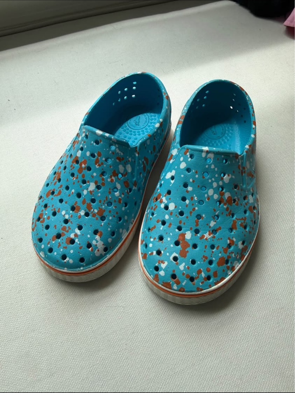 Kids Breathable Slip-On Shoes - Teal Multi Dot - natives water shoes size c8